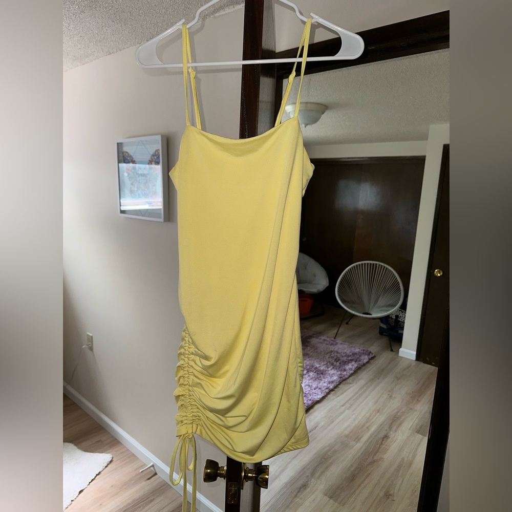 Yellow Ruched Women Dress